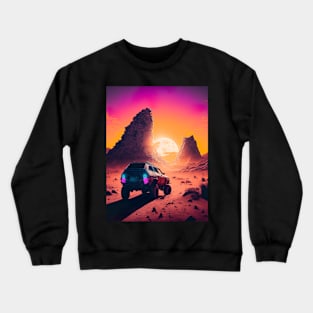 SUV Truck Driving Through Arid Desert Crewneck Sweatshirt